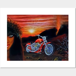 Hawaiian volcano motorcycle Posters and Art